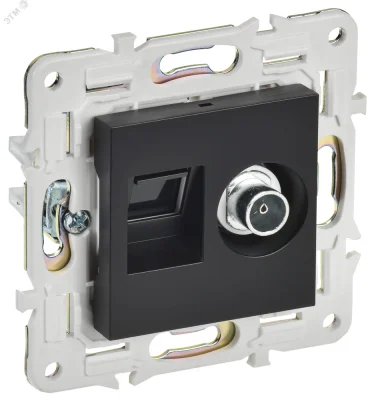 SKANDY Розетка двойная TV+RJ45 кат.6E SK-A15Bl черный IEK SK-AK20-2-K02 фото 1