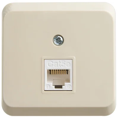 ЭТЮД Розетка компьютерная RJ45 наружная категория 5е кремовый Systeme Electric KOMA-001K фото 1