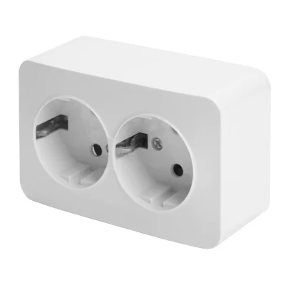 Розетка 2-местная с/з открытой установки, , 250В, 16А, IP20, серия София, белый, MST16-12-01 STEKKER фото 1