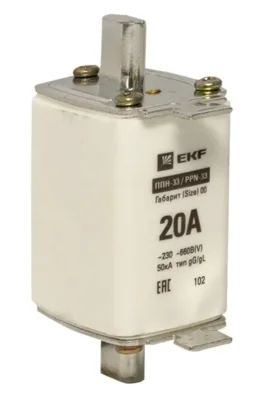 Плавкая вставка ППН-33 160/ 20А габарит 00 EKF fus-33/160/20 фото 1