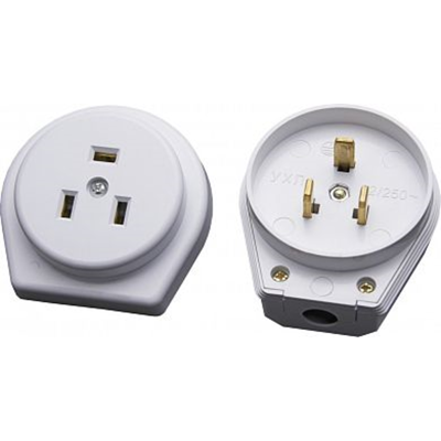 Вилка с розеткой разборные для плит c/з, PPG32-50-20, белый STEKKER 39016 фото 1