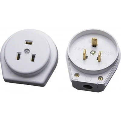 Вилка с розеткой разборные для плит c/з, PPG32-50-20, белый STEKKER 39016 фото 1