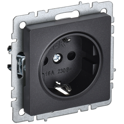 BRITE Роз. с з/к без з/ш 16А РС11-1-0-БрЧ черн. IEK BR-R11-16-K02 фото 1