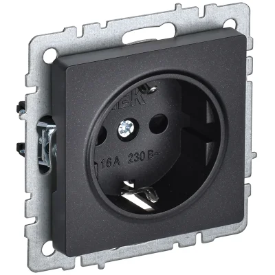 BRITE Роз. с з/к без з/ш 16А РС11-1-0-БрЧ черн. IEK BR-R11-16-K02 фото 1