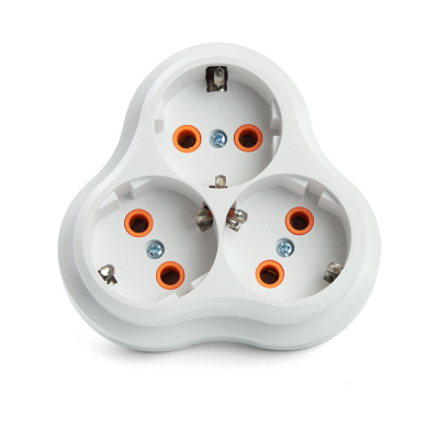 Разветвитель сетевой 3-местный с/з, ADP16-23-21, белый, STEKKER 49165 фото 1