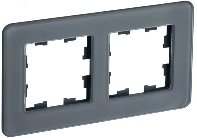 BRITE Рамка 2 поста РУ-2-2-Бр стекло графит RE IEK BR-M22-G-41-K53 фото 1