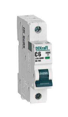 Авт. выкл. 1P 6A х-ка C ВА-105 10кА DEKraft 13151DEK фото 1