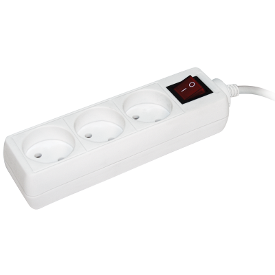 Удлинитель У3К-выкл. 3 места 2P/5метров 2х0.75мм2 10А/250 IEK WYP10-06-03-05-K-N фото 1