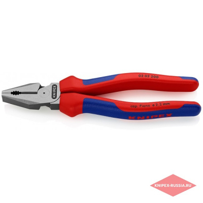 Плоскогубцы комбинированные особой мощности, 200 мм, фосфатированные, 2-комп ручки, SB KN-020 KNIPEX фото 1