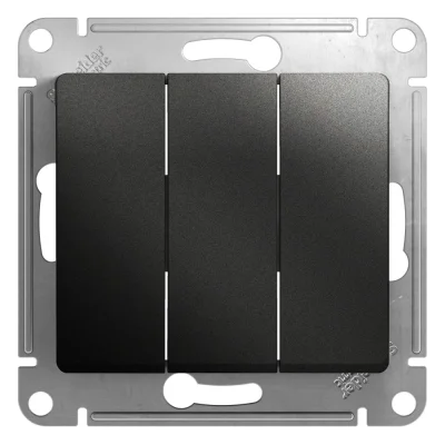 Glossa Антрацит Выключатель 3-клавишный сх.3, 10AX Systeme Electric GSL000731 фото 1