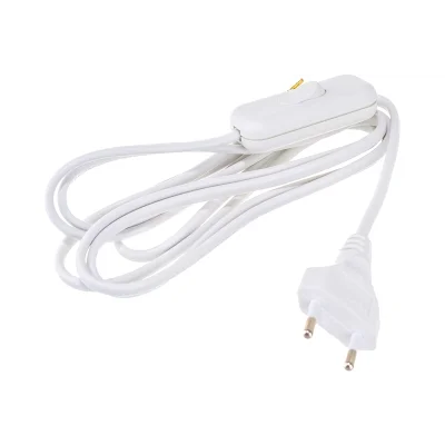 Шнур УШ-1КВ опрессованный с выкл. 2м 2х0,75мм2 белый IEK WUP20-02-K01 фото 1