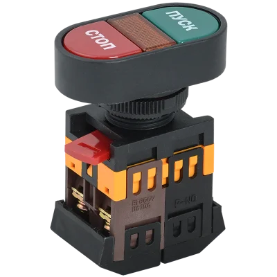 Кнопка APВВ-22N "Пуск-Стоп" d22мм неон/240В 1з+1р IEK BBD11-APBB-K51 фото 1