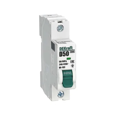 Авт. выкл. 1Р 50А х-ка D ВА-103 6кА нов. DEKraft 12342DEK фото 1