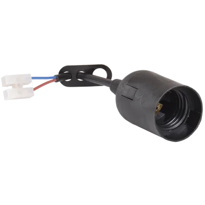 Ппл27-04-К52 Патрон подвесной с шнуром, пластик, Е27, черный (50 шт), стикер на изделии, EPP14-0 IEK фото 1