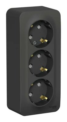 BLANCA О/У РОЗЕТКА 3-я с заземлением со шторками ИЗОЛ.ПЛ.,16А, 250В, АНТРАЦ BLNRA01 Systeme Electric фото 1