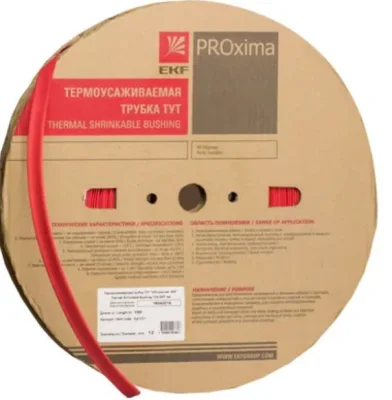 Термоусаживаемая трубка ТУТ нг 25/12,5 красная рулон PROxima EKF tut-25-r фото 1