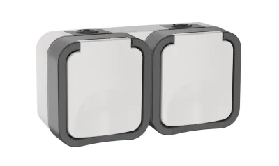 TORS Розетка 2-местная горизонтальная 16А IP55 TS222 серо-белый IEK TS-R26-16-55-G-K41 фото 1