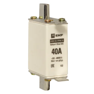Плавкая вставка ППН-33 100/ 40А габарит 00С EKF fus-33/100/40 фото 1