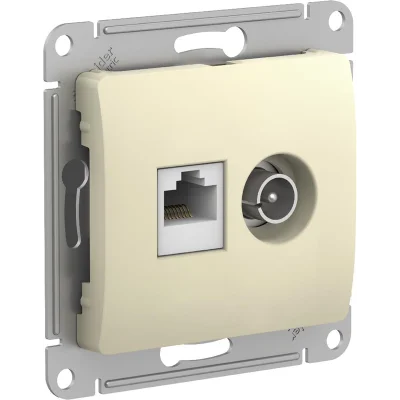 GLOSSA РОЗЕТКА двойная ТВ + компьютерная RJ45, кат. 5Е, механизм, БЕЖЕВЫЙ Systeme Electric GSL000289 фото 1