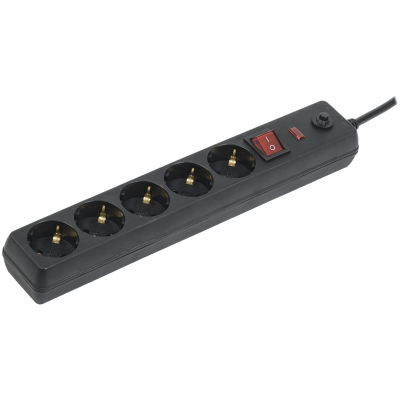 Сетевой фильтр СФ-05К 16А 5 мест 2P+PE/3м 3х1мм2 черный IEK WFP10-16-05-03-ZK-K02 фото 1