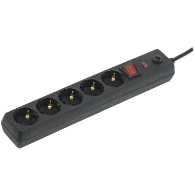 Сетевой фильтр СФ-05К 16А 5 мест 2P+PE/3м 3х1мм2 черный IEK WFP10-16-05-03-ZK-K02 фото 1