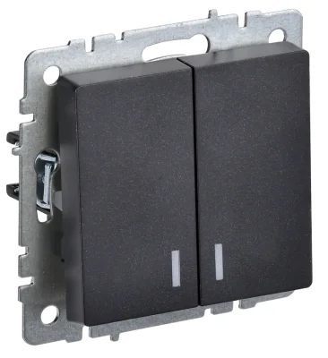 BRITE Выключ. 2-кл. с инд. 10А ВС10-2-1-БрЧ черн. IEK BR-V20-1-10-K02 фото 1