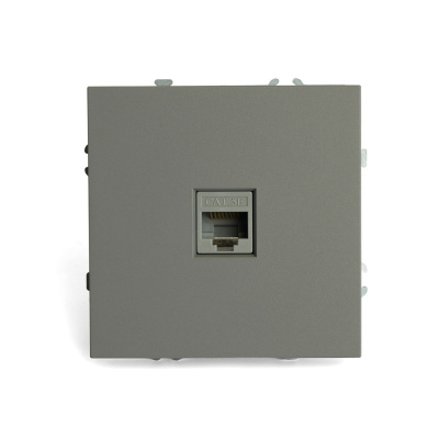 Розетка СП 1-м компьютерная RJ45 UTP механизм (платиново-серый) soft touch Эмили RST00-5117-10 STEKK фото 1