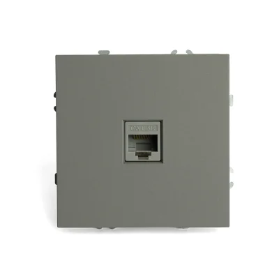 Розетка СП 1-м компьютерная RJ45 UTP механизм (платиново-серый) soft touch Эмили RST00-5117-10 STEKK фото 1