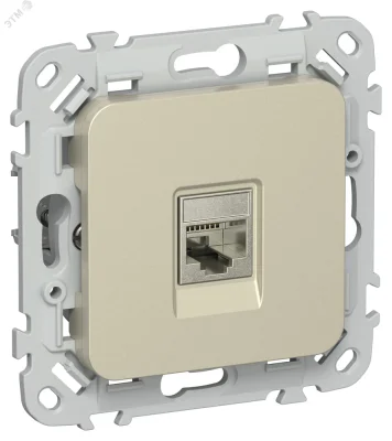 FLITE Розетка компьютерная RJ45 категория 5Е STP РК5е-1-1-ФлШ шампань IEK FI-K11-1-K37 фото 1