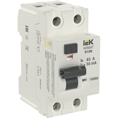 ARMAT ВДТ R10N 2P 63А 30мА тип AC IEK AR-R10N-2-063C030 фото 1