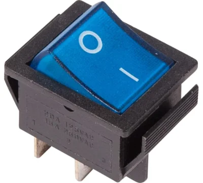 Выключатель клавишный 250V 16А (4с) ON-OFF синий с подсветкой REXANT (10/10/500) Rexant 36-2331 фото 1