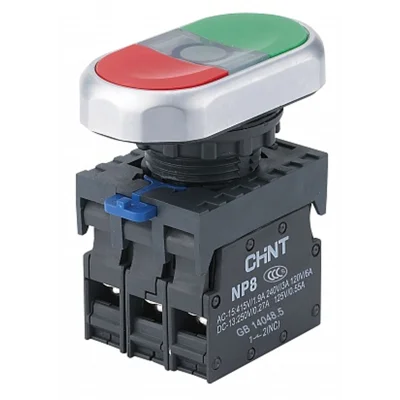 Двойная кнопка NP2-BW8465 1НО+1НЗ AC230В(LED) IP40 CHINT 573829 фото 1