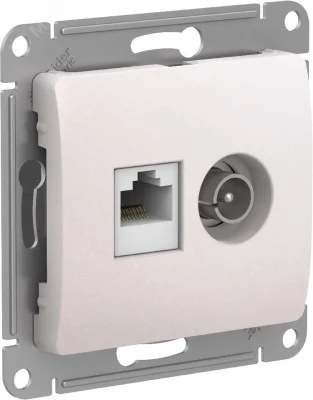 GLOSSA РОЗЕТКА двойная ТВ + компьютерная RJ45, кат. 5Е, ПЕРЛАМУТР Systeme Electric GSL000689 фото 1