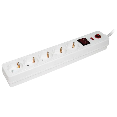 Сетевой фильтр СФ-05К 16А 5 мест 2P+PE/5м 3х1мм2 IEK WFP10-16-05-05-N фото 1