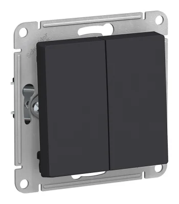 Выключатель 2-клавишный КНОПОЧНЫЙ ATLASDESIGN, скрытый монтаж, карбон Schneider Ele Systeme Electric фото 1