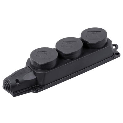 РБ33-1-0м Розетка (колодка) трехместная ОМЕГА IP44 IEK PKR61-016-2-K02 фото 1