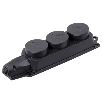 РБ33-1-0м Розетка (колодка) трехместная ОМЕГА IP44 IEK PKR61-016-2-K02 фото 1