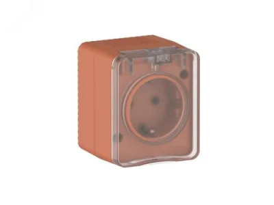 Розетка с заземлением со шторками накладная, 16А/250B IP54 AtlasDesign Profi54 терракотовы Systeme E фото 1