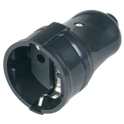 Розетка разборная прямая РПп10-02-Ст с заземляющим контактом 16А черная IEK ERP10-16-01-K02 фото 1