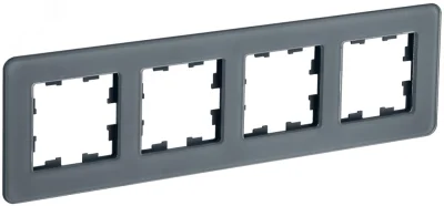 BRITE Рамка 4 поста РУ-4-2-Бр стекло графит RE IEK BR-M42-G-41-K53 фото 1