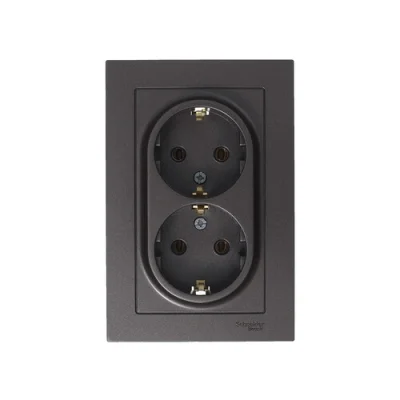 ATLASDESIGN РОЗЕТКА двойная с заземлением, 16А, в сборе, МОККО Systeme Electric ATN000624 фото 1