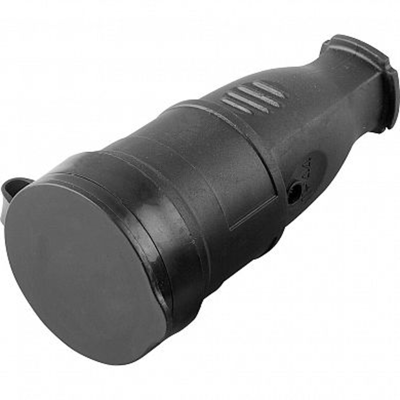 Розетка переносная 1-местная с/з, с крышкой, каучук, серия Одри, RST16-21-44 (РА 16-005), черный STE фото 1