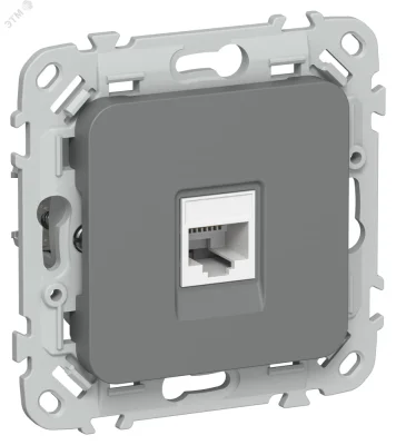 FLITE Розетка компьютерная RJ45 категория 5Е UTP РК5е-1-0-ФлМА мокрый асфальт IEK FI-K12-1-K80 фото 1