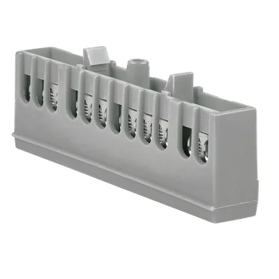 Шина "фаза" L (6х9мм) 12 отверстий латунь серый изолированный корпус на DIN-рейку PROxima sn0-63 EKF фото 1