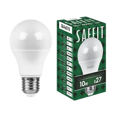 Лампа светодиодная, 10W 230V E27 4000K A60, SBA6010 Saffit SAFFIT 55005 фото 1