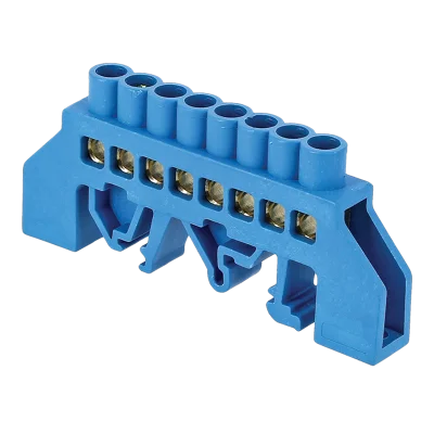 Шина "0" N (8х12мм) 8 отверстий латунь синий нейлоновый корпус комбинированный PROxima sn0-125-8 EKF фото 1