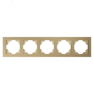 Рамка 5-местная, стекло, серия Катрин, GFR00-7005-08, золото STEKKER 49040 фото 1