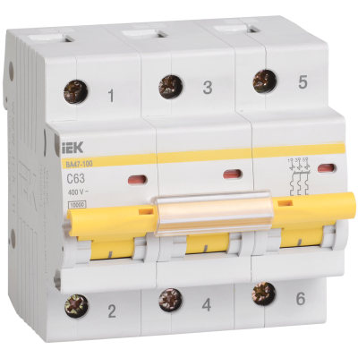 KARAT Авт. выкл. ВА47-100 3P C 63А 10кА IEK MVA40-3-063-C фото 1