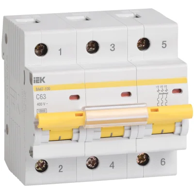 KARAT Авт. выкл. ВА47-100 3P C 63А 10кА IEK MVA40-3-063-C фото 1