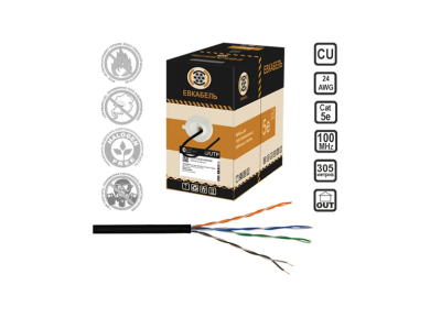 Витая пара U/UTP Cat5е PЕ 4х2х0,50 24AWG 305м ЧЕРНЫЙ Евкабель EDS001200 фото 1